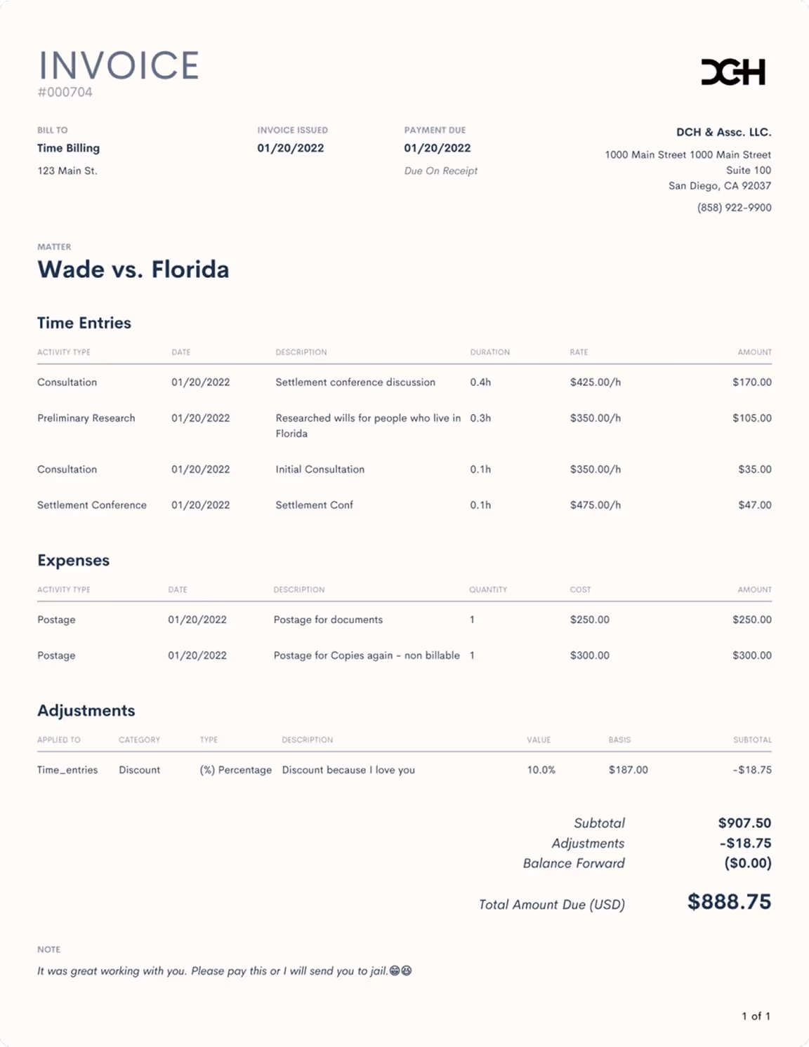 Professional invoice template with branding and detailed line items