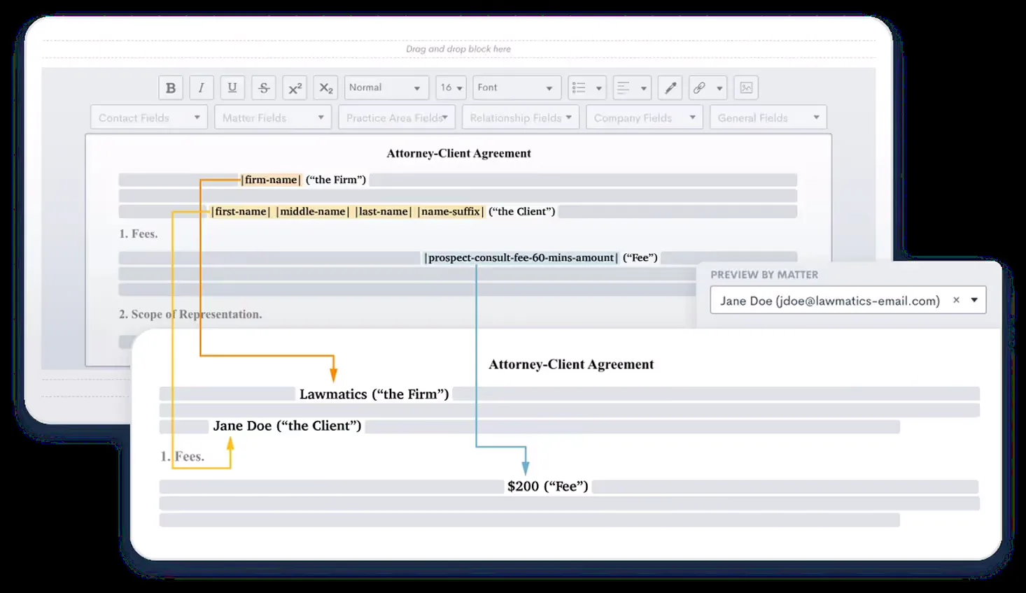 Document automation dashboard for intellectual property workflows
