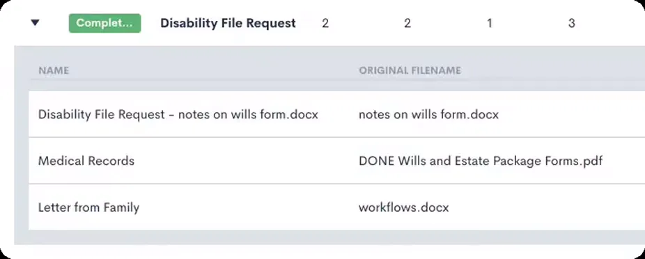 File request queue for paralegal document collection workflows